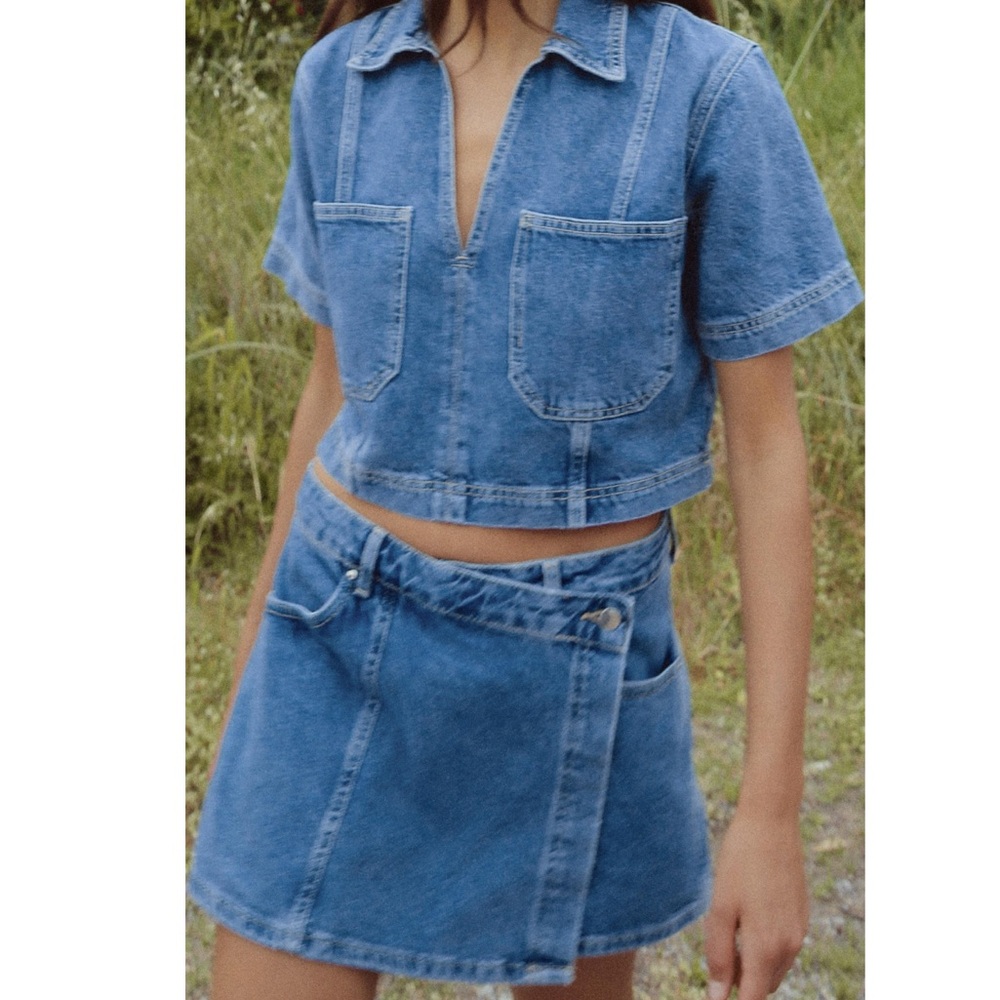 Zara Z1975 CROPPED DENIM SHIRT - Picture 2 of 7